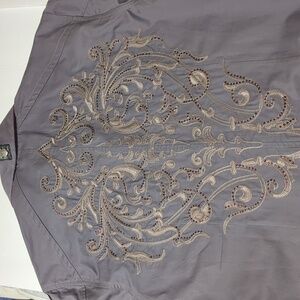 Toku Men’s Button Down Long Sleeve Shirt Dressy Casual Embroidery Size S